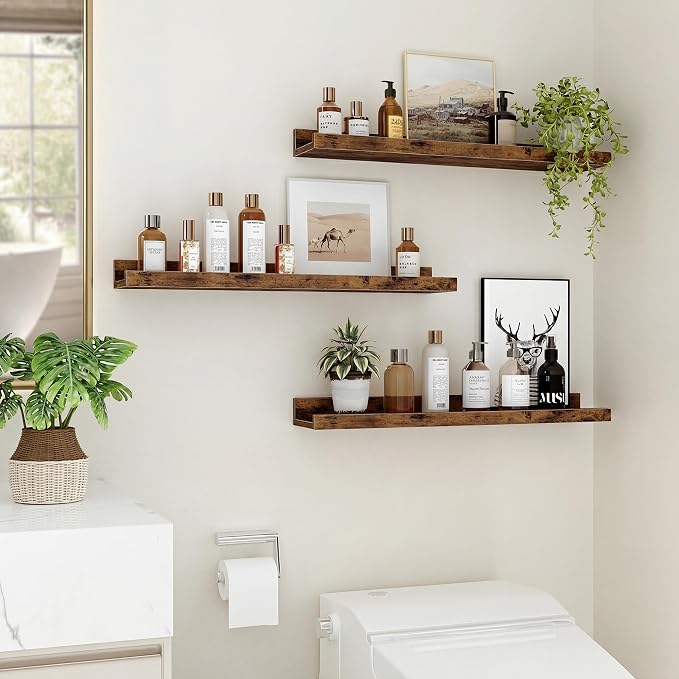 Floating Shelves for Wall, 24 inch Wood Floating Shelves Set of 2, Picture - Image 6