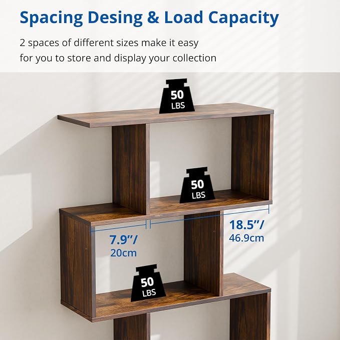 Cozy Castle Set of 2 Geometric Bookcase, S-Shaped Modern Bookshelf, Room - Image 6
