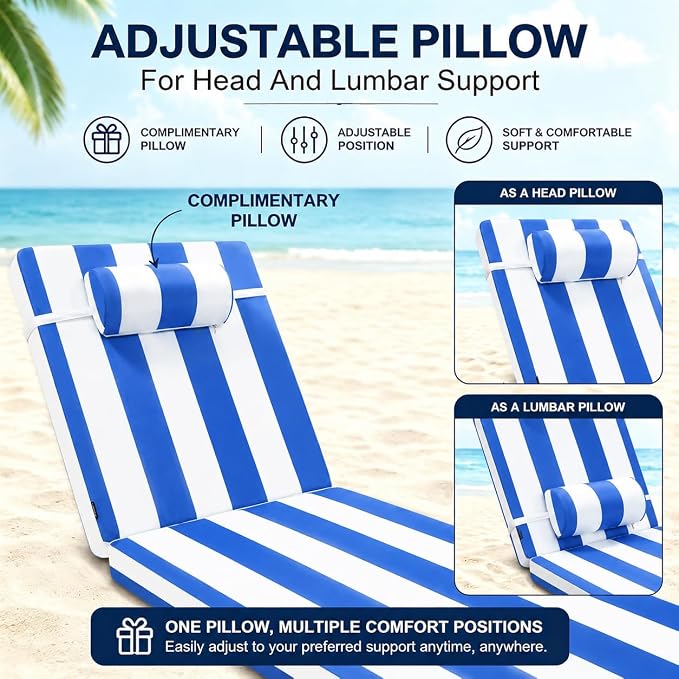 Chaise Lounge Cushion for Outdoor Furniture, Waterproof, Fade-Resistant and - Image 5