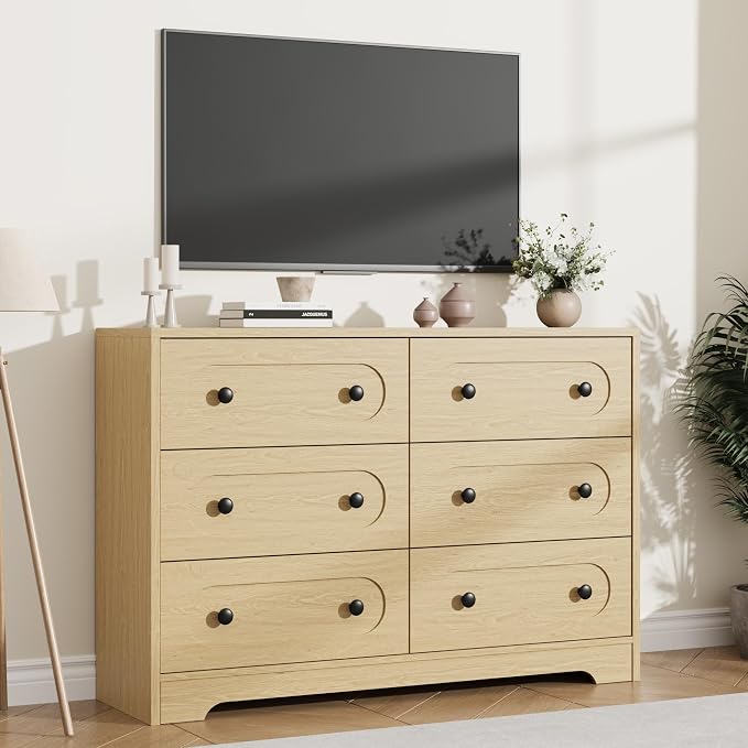 Garvee 6 Drawer Dresser for Bedroom, Wooden Mid Century Modern Chest of Drawers - Image 5