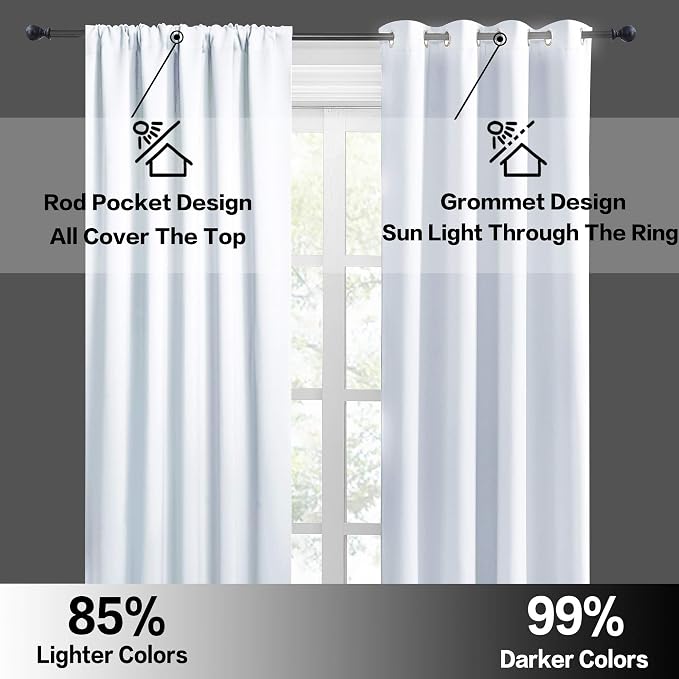 RYB HOME Short Grayish White Curtains - Image 5