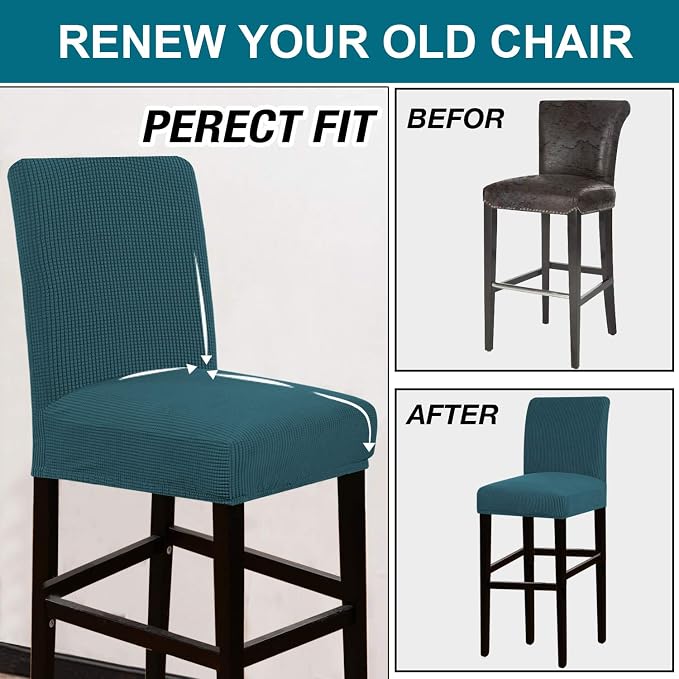 Turquoize Stretch Bar Stool Cover Counter Stool Pub Chair Slipcover - Image 5