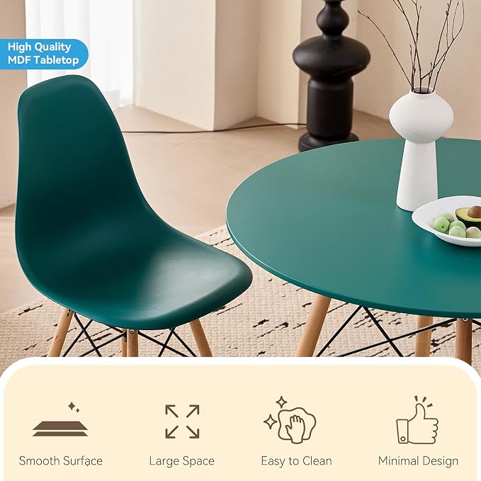 5-Piece Round Dining Table Set, Small 31.5" Kitchen Table Chairs Set of 4 Space - Image 3