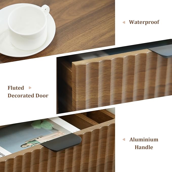 Nasonet Fluted Console Table, Wooden Sofa Table - Image 4