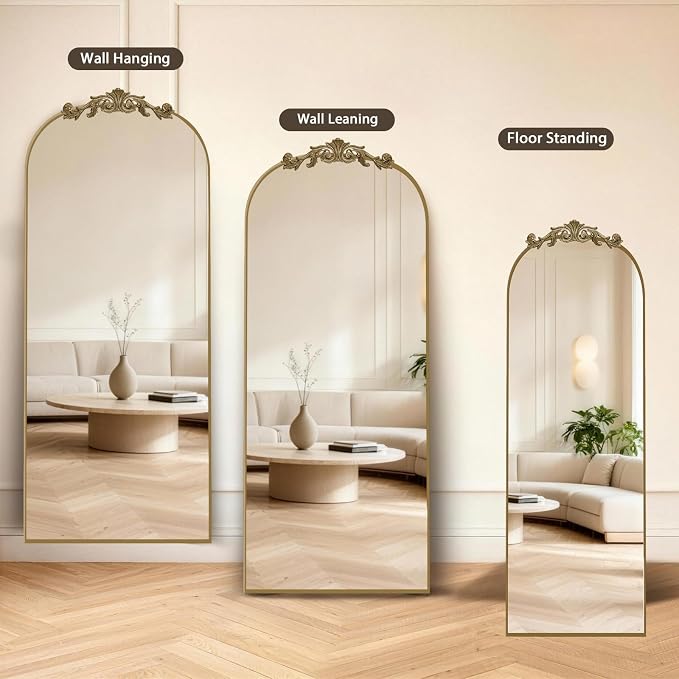 MISSDAY Vintage Baroque Full Length Mirror, Full Metal Frame Stand Up Retro - Image 6