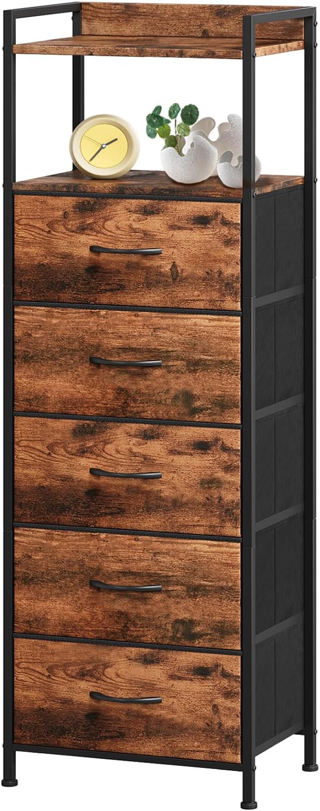 Somdot Tall Nightstand for Bedroom, Tall 5 Drawers Dresser, Vertical Storage by Somdot