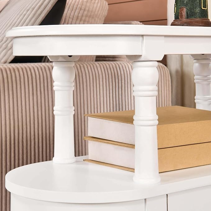 Narrow End Side Table with 2 Storage Drawers Set of 2, Retro Vintage Slim Sofa - Image 5