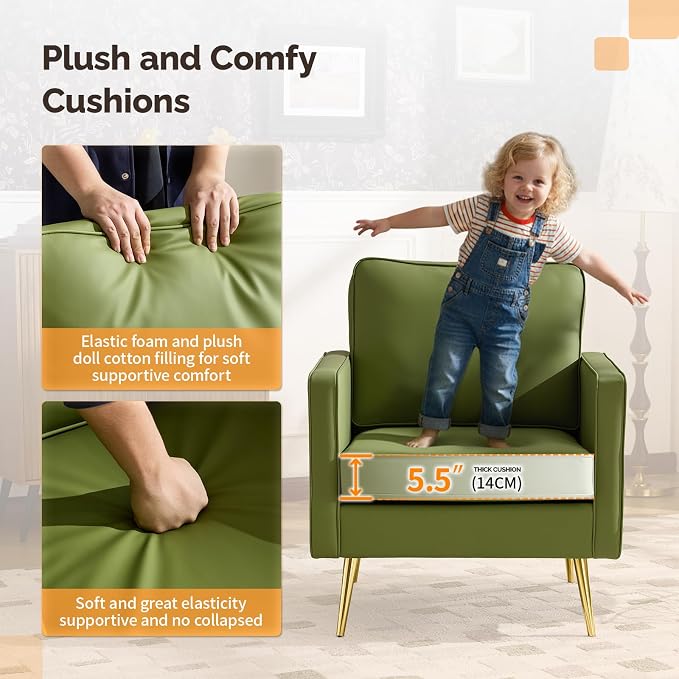 VINGLI Modern PU Leather Accent Chair, Single Sofa Chair - Image 3