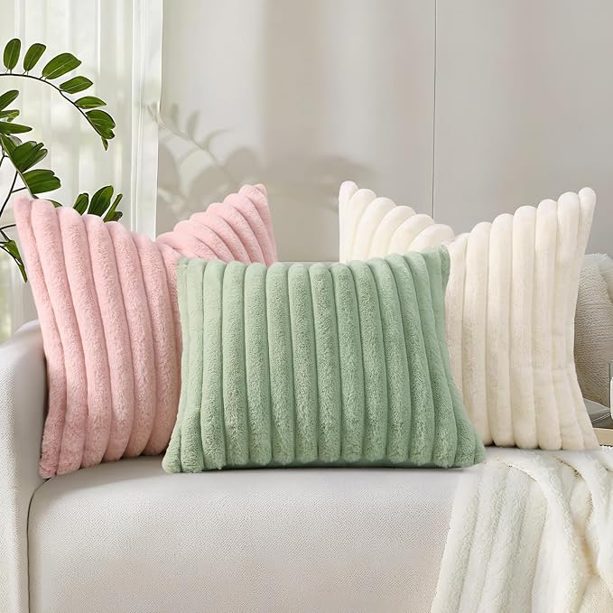 decorUhome Summer Cozy Faux Fur Throw Pillow Covers 20x20 Set of 2 Decorative - Image 9