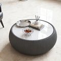 SSLine Round Drum Coffee Table Modern Sintered Stone Top Coffee Table in Grey by SSLine
