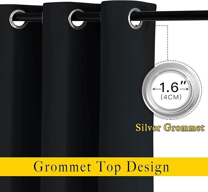 NICETOWN Black Blackout Curtains 80 inch Length 2 Panels Set - Image 3