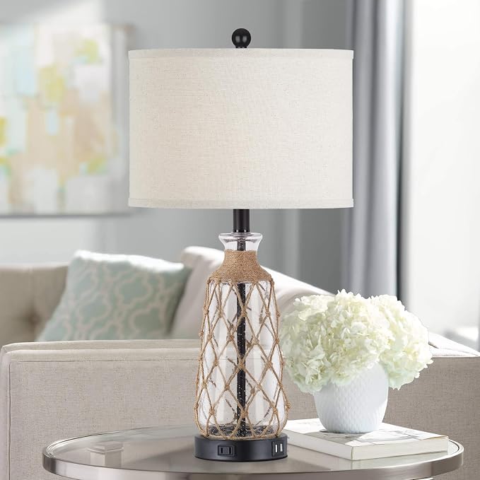 Ruzectt 25.5" Coastal Glass Table Lamps Set of 2, 3-Way Dimmable Touch Control - Image 6