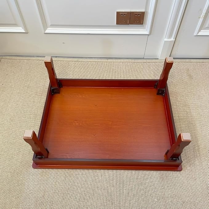Rectangle 90X75cm Korean Coffee Table Folding Leg Asian Antique Style Living - Image 9