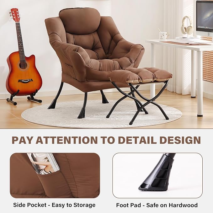 Tiita Lazy Chair with Ottoman, Comfy Leisure Sofa Armchair with Ottoman - Image 5