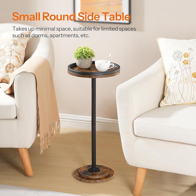 HOOBRO Small Round Side Table, Drink Table, Coffee Martini Table - Image 4