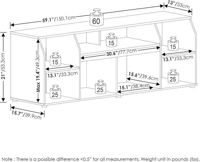 Furinno Jaya TV stand for up to 65 Inch TV, Gaming Enterteinment Center - Image 2