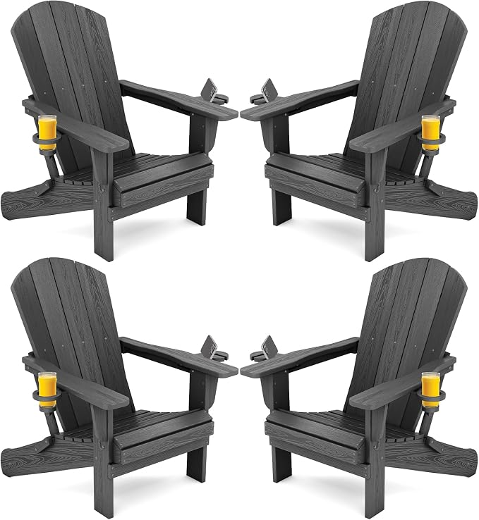 SERWALL Foldable Adirondack Chair Set of 4, HDPE Adirondack Chair by SERWALL