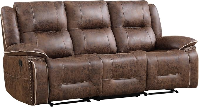 EBELLO Faux Leather Manual Recliner 3 Seater Reclining Sofa Chair, 3 Seat Sofa - Image 7