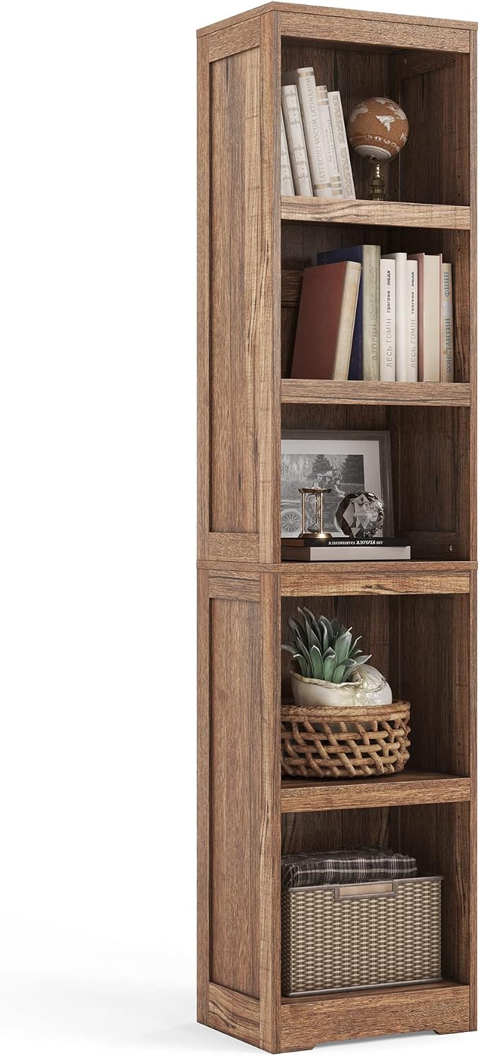 LINSY HOME 5-Shelf Bookcase, Narrow Bookshelves Floor Standing Display Storage by LINSYHOME