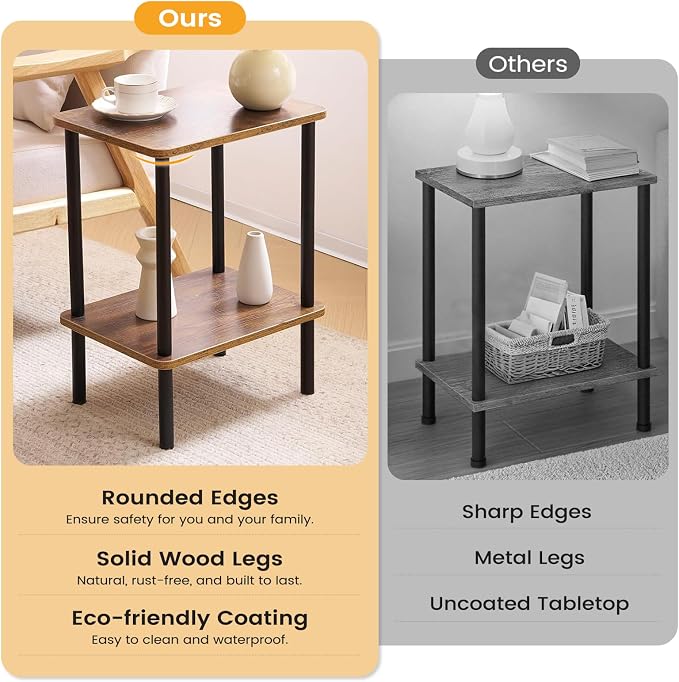 Apicizon 2 Tier End Table Set of 2, Small Side Table - Image 4
