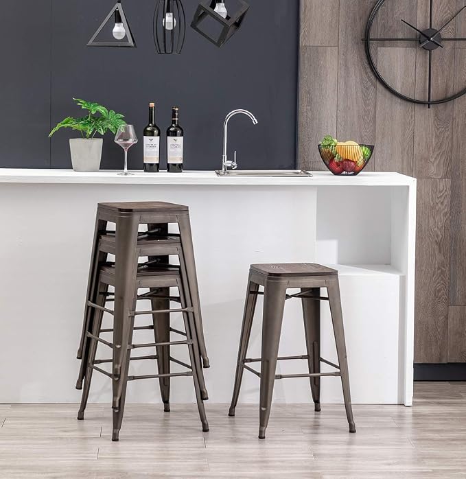 HAOBO Home 24" Backless Metal Counter Stool Height Bar Stools - Image 6