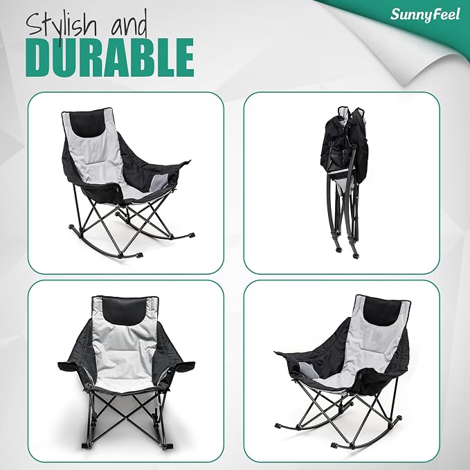 SUNNYFEEL Oversized Rocking Camping Chair, Fully Padded Patio Chair - Image 7