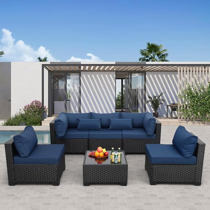 Rattaner Patio Sectional 6 Pieces All-Weather Wicker Patio Furniture Set by Rattaner