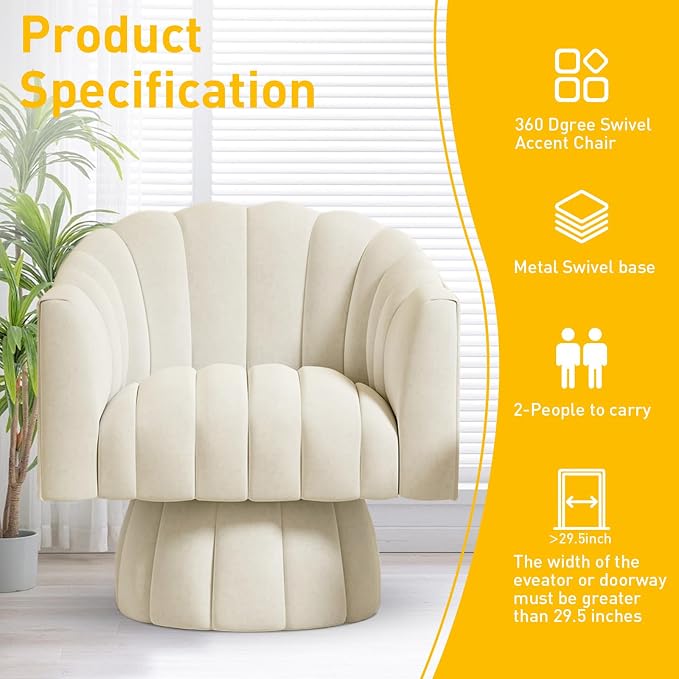 Dewhut Swivel Accent Chair, 360° Swivel Barrel Chair - Image 7