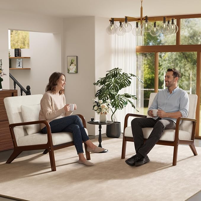 ELUCHANG Modern Accent Chairs Set of 2, Upholstered Reading Arm Chair - Image 4