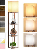 Floor Lamp with Shelves for Living Room Walnut Brown, Shelf Floor Lamp with 3 by PARTPHONER