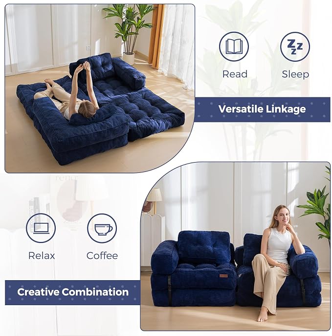 MAXYOYO Folding Sofa Bed, L-Shaped Convertible Sofa Bed - Image 7