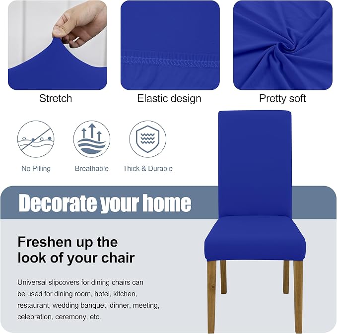 BIETYONE Stretch Dining Chair Covers Set of 6, Soft Removable Washable Kitchen - Image 3