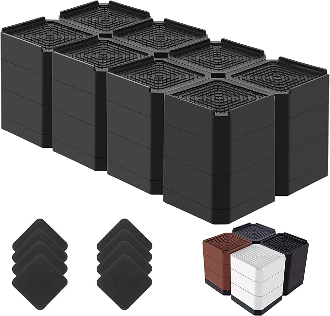 Bed Risers Heavy Duty, Adjustable Furniture Riser Blocks Lift 1.5, 4.3 inches by LiftLevelYourBed