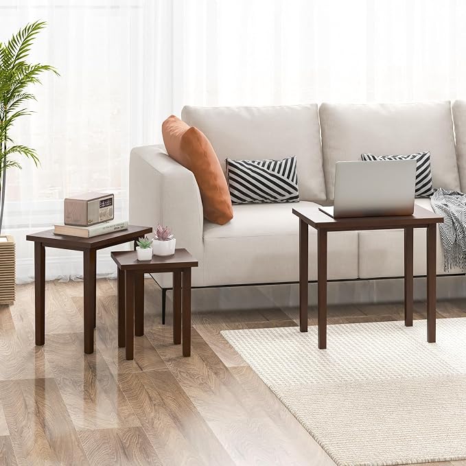Giantex Nesting Tables Set of 3, Farmhouse Stacking Side Table - Image 4