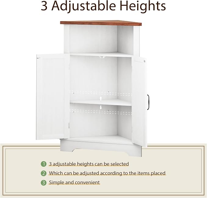 Smuxee Bathroom Corner Storage Cabinet, Farmhouse Floor Corner Cabinet - Image 4