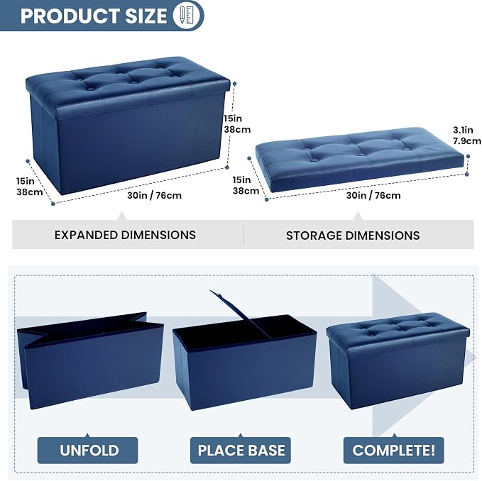 COSYLAND Ottoman Bench with Storage Large - Image 3