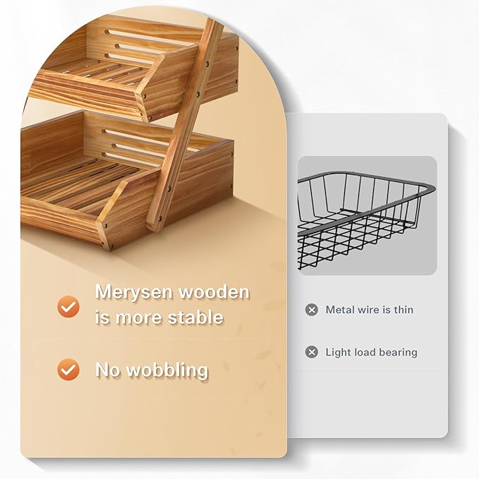 Merysen 3 Tier Wooden Fruit Basket - Image 2