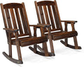 VINGLI Outdoor Rocking Chair, Heavy Duty 600 LBS Wooden Rocking Bench by VINGLI