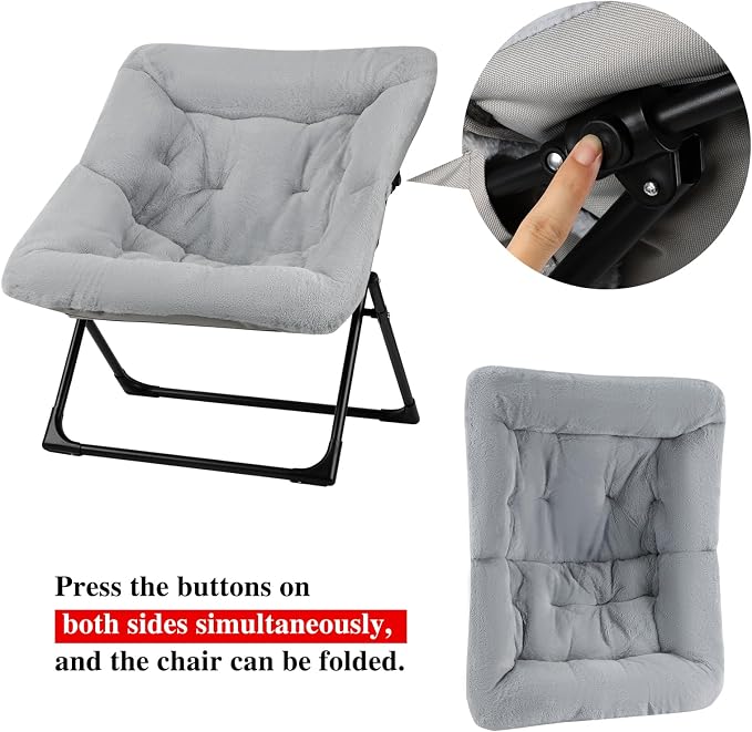 Comfy Saucer Chair for Adults, Soft Faux Fur Bedroom Chair - Image 9