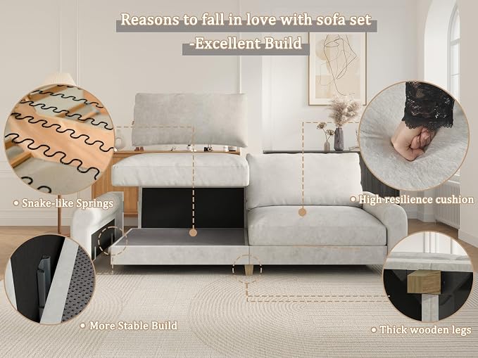 EASE MOOSE 88.5" Velvet Loveseat Couches - Image 9