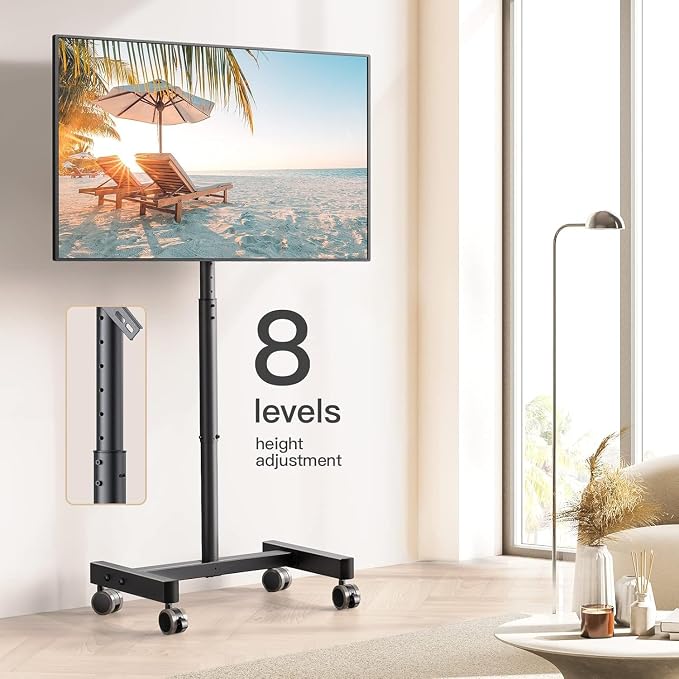Perlegear Rolling TV Stand, Mobile TV Stand on Wheels - Image 2