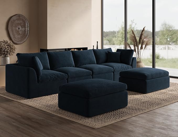 ohllob 140" U Shaped Couch, Cloud Sectional Couches - Image 3