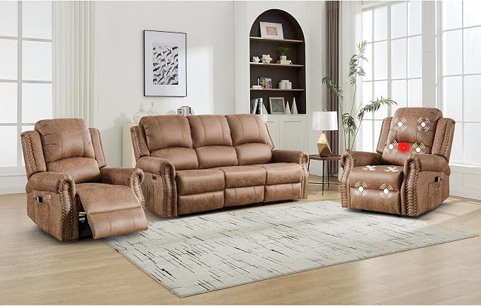 EBELLO Faux Leather Power Living Room Furniture Set, Included 2 Reclining 1 - Image 7