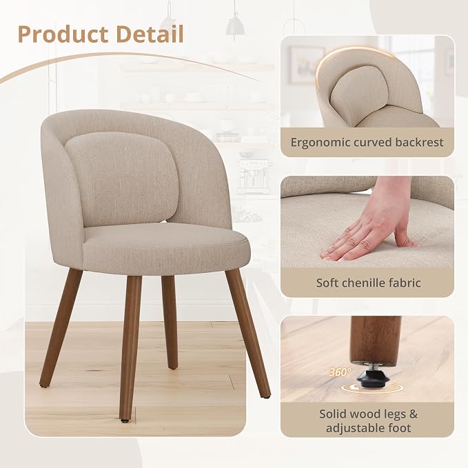 LUE BONA Dining Chairs Set of 4, Modern Upholstered Kitchen Chairs - Image 4
