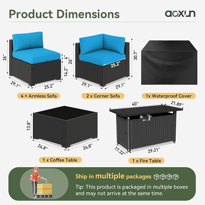Aoxun 8 Piece Patio Furniture Set - Image 4