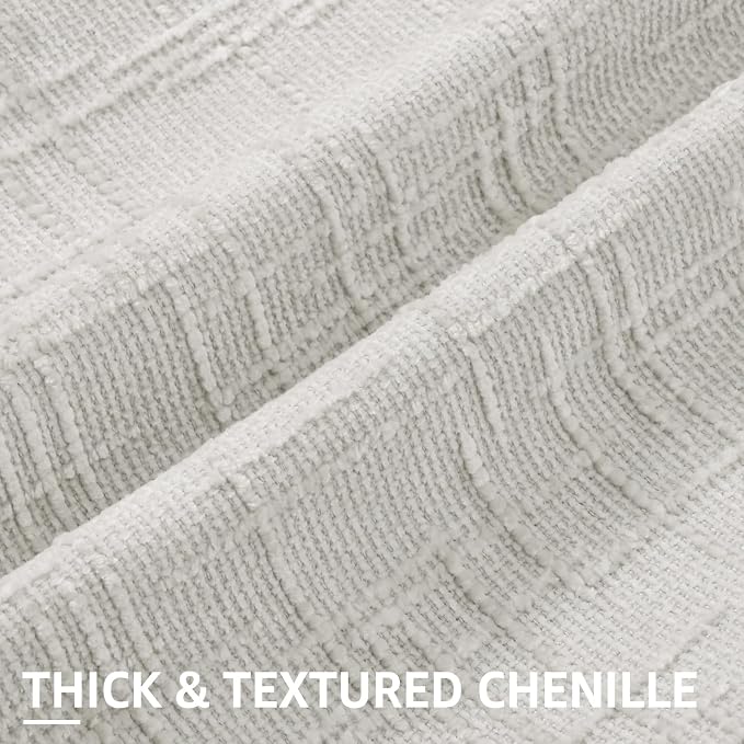 decorUhome Light Grey Chenille Throw Pillow Covers 20x20 Set of 2 Textured Soft - Image 2