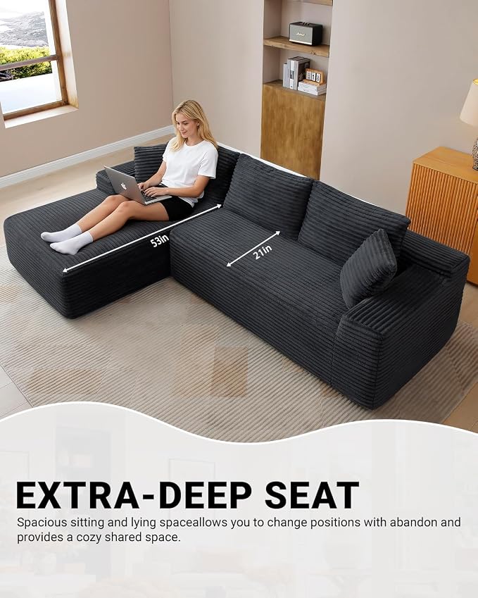 108 Inch Cloud Sectional Couch, Modern Modular Sectional Sofa - Image 5