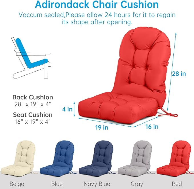 Adirondack Chair Cushion Tufted Waterproof Outdoor Rocking Chair Cushions - Image 5