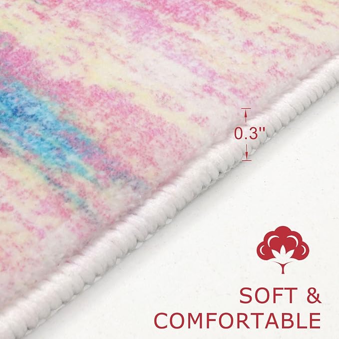 KOZYFLY Modern Abstract Runner Rug 2x6 Multi Pink Runners - Image 2