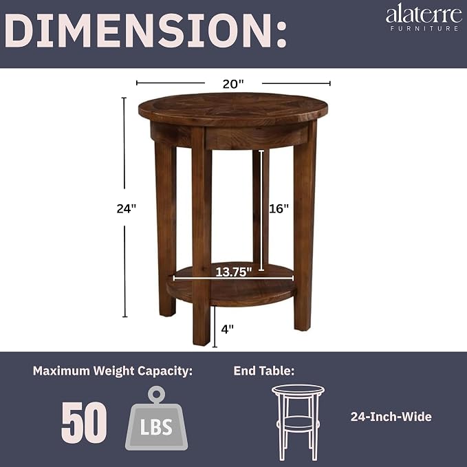 Alaterre Furniture Revive 20 Inch Round End Table - Image 3